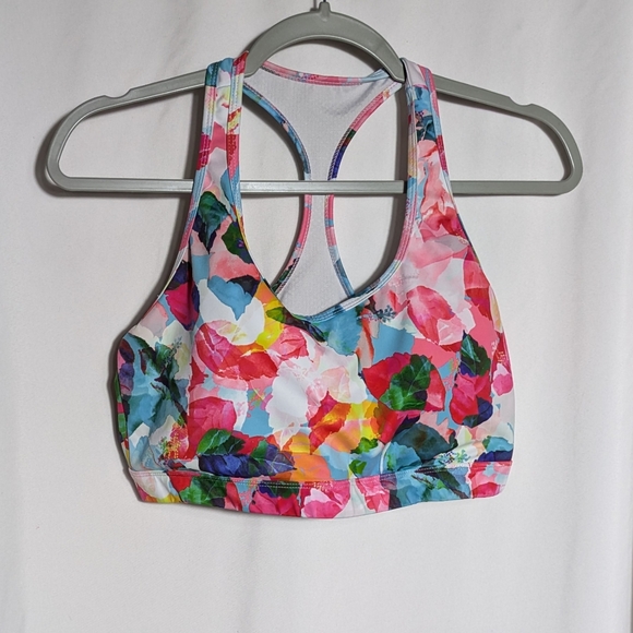 ZYIA Other - EUC ZYIA pink/blue/green floral racerback removable pads sports bra | Size XL